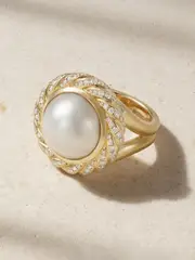 [David Yurman] David Yurman - 18-karat Gold, Diamond And Pearl Ring - 6 6 Gold