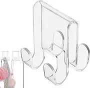 Over Doors Hook - Showers Hooks, 3.1 Inches Shower Screens Hook - Acrylic Transparent Modern Bathroom Towel Hooks - Bathroom Organizer for Hanging Towel, Washcloth, Robe, and Clothes