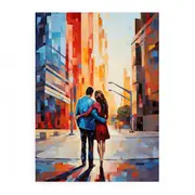 Couple Building People Modern Art Canvas Print