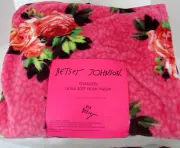 Betsey Johnson Cheetah Roses Plush Throw Blanket 50 x 70 Oversized Pink NWT
