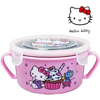 在飛比找ETMall東森購物網優惠-【HELLO KITTY】不鏽鋼雙耳隔熱碗/幼兒學習隔熱餐碗