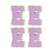 Chenille Letter Patches Purple Alphabet E 3in Height for Clothing Pack of 4