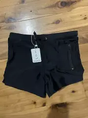 NEW Swomog Black Athletic Gym Yoga Exercise Shorty Shorts Womens Size M