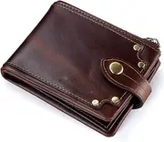 [AXUEQIN] Blocking Zipper Wallet Bifold Zip Around Purse Mens Genuine Leather Zipper Wallet Blocking Bifold Secure Zip Around Wallets Multi Purse Leather Wallets for Men, Brown, Business/Leisure
