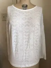 NWT Calida Daily Loungewear Ivory Semi Sheer Geometric Top XS 40” Bust