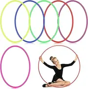 Jerify 6 Pack Exercise Hoops Bulk Plastic Hoops for Kids Adults Kids Exercise Hoop Plastic Hoops Set for Garden Backyard Outdoor Games, Exercise and Fitness, Multi Color