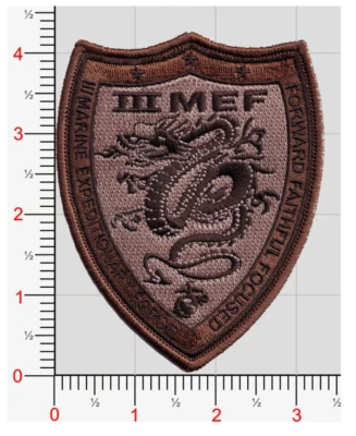 MARINE CORPS 3RD MEF BROWN EMBROIDERED PATCH WITH HOOK & LOOP