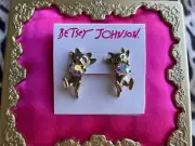 Betsey Johnson Celestial Starlet Angel Cat Wing Front Back Peekaboo Earrings