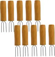 Corn On The Cob Holders 10Pcs Corn on The Cob Skewers 3 Pins Sweetcorn Holders with Non Slip Wooden Handle Corn Cob Holders for Barbecue Parties Picnics Camping Sweetcorn Holders
