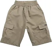 [Generic] Boys Working Shorts Elastic Waist Wide Cargo Leg Comfortable Leisure Style Elasticity Cargo Vintage Toddler Trousers
