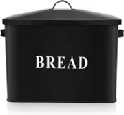 Black Bread Box for Kitchen Countertop, Metal Bread Bin Holder for Modern Farmho