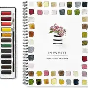 Watercolor Workbook, Beginner-Friendly Watercolor Workbooks, 12 Colors Watercolor Paint Set Bouquets