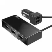 Aerpro 9.6A Five Port USB In-Car Socket Phone Charger w/1.8m Cable 12/24V Black