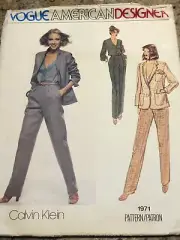 VOGUE AMERICAN DESIGNER #1971 - Calvin Klein - LADIES SUIT PATTERN 10 FF