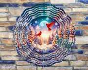 10" Christmas Cardinals Winter Forest Wind Spinner Yard Decor Kinetic rws147