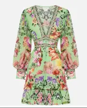 Camilla ~ PORCELAIN DREAM ~ Button Front Frill Dress Size XL ~ NWT ~ Silk
