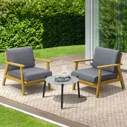 Livsip 3PCS Outdoor Lounge Set Patio Furniture Sets 50cm Grey Coffee Side Table