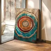 Petrified Wood Art Print Tree Ring Abstract Vibrant Geode Texture Earthy Rustic Decor Fossilized Wood Wall Art