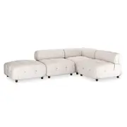 Keila 4 Seater L-Shape Modular Velvet Corner Sofa Set Cream