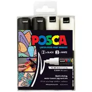 POSCA PC 8K Paint Markers Black/White 4 Pack