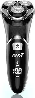 (With Wall Adapter) - Max-Tcare Men's Electric Shaver - 3D Rotary Shaver Electric Razor for Men with Pop-up Trimmer Wet and Dry Corded and Cordless Rechargeable with Wall Adapter