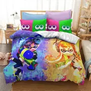 v391 Bed Sheets Splatoon Game Bedding Set,Duvet Cover Comforter Bed Set Quilt Cover Pillowcase,King Queen Twin Size Boys Girls Adults 3-Piece Bedding