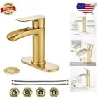 Durable Brass Waterfall Faucet - Brushed Gold Single Handle for Easy Install