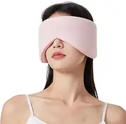 LCBD Sleep Eye Mask for Side Sleepers, Pink Cooling Blackout Eye Mask for Sleeping, Dual-Sided All-Season Travel Sleep Mask for Women Men, Adjustable Large Size Blindfold Fits All Heads