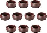Set of 10, Iron Red Stew, 5.0 x 4.8 x 2.8 inches (12.8 x 12.3 x 7.2 cm) | Au Gratin Dish, Ceramic, Direct Fire, Setomonohonpo