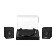 Electrohome Montrose Record Player with Huntley Powered Bluetooth Speakers Black