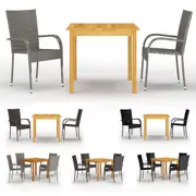 Garden Dining Set 3 Piece Patio Table Chair Furniture Multi Colours vidaXL