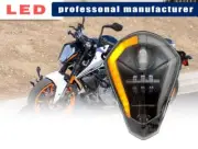 For KTM Duke 125 / 200 / 390 LED Projection Headlight DRL w/Yellow Turn Signal