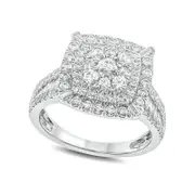 1.5 CT. T.W. Composite Natural Diamond Double Square Frame Ring in Solid 10K White Gold