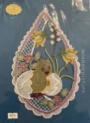 Vintage Plauener Spitze Window Lace Germany Chick & Flowers New In Package