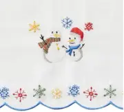 1 Fabric Embroidered Kitchen Valance (58"x12") CHRISTMAS, SNOWMEN FRIENDS, RHF