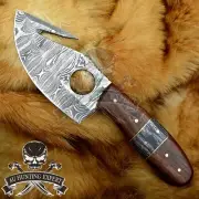 8"/20cm Skinning Gut Hook Knife - Fixed Blade Hunting Knife Rosewood Handle