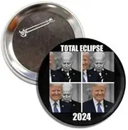 [Lunch Money] 2024 Total Eclipse Donald Trump For President Funny Biden Button Badge Pin MAGA No More Bullshit 4 More in 2024 Brooch Pin - Proudly Made in USA, medal, medal
