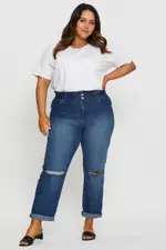 Blue Denim Jean High Rise Paperbag Boyfriend