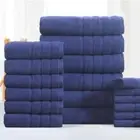 Bibb Home 18-Piece Zero Twist Egyptian Cotton Towel Set, Dark Blue NEW
