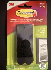 3M Command 17206BLK Large Picture Hanging Strips Damage Free 4 Sets New, Black