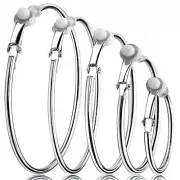 5 Pairs Silver Clip on Earrings Hoop Non Piercing Women Clip Earrings for Wom...