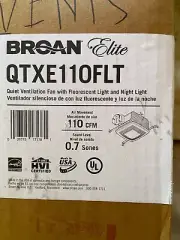 Broan QTRE110FLT With Light Bathroom Fan Vent 110CFM