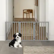 3 Panel 61cm Petzly Pet Gate Dog Fence Safety Barrier Security Door Grey