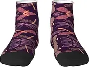 [JBYJBX] Purple Dragonfly Print Adult Socks Womens Mens Workout Thermal Cozy All-Season Gift Holiday Articles Use
