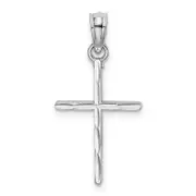 14K White Gold D/C And Polished Cross Charm