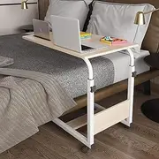 , Laptop Table with Wheels, Medical Chair/Bed Table, Sofa Side Table for Living Room Portable Desk Tray Table, Height Adjustable, Use for Home Meals Work and Activities(C,80 * 50cm)