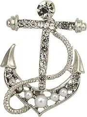 [Knighthood] Brooch Lapel Pin for Men Silver Anchor With Stone Detailing Brooch, Brass Zinc, No Gemstone