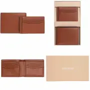 OROTON Harry Pebble 8 CC Wallet & Sleeve Gift Set Leather Cognac NWT Box