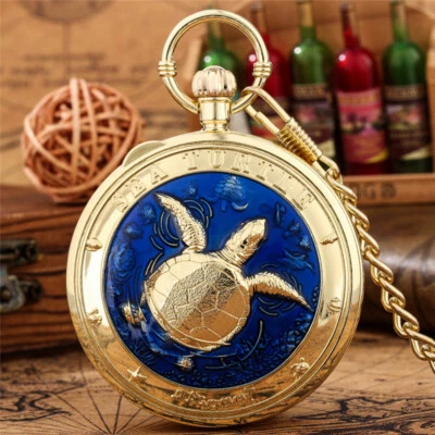 Musical Quartz Pocket Watch Fob Watch Sea Turtle Case Gift Ideas for Christmas