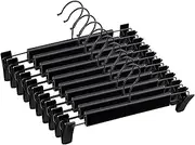 LAMITOCS Pants Hangers with Clips, Skirt Hangers, 360 ° Swivel Hooks Space Saving Hanger for Pants, Skirts, Clothes, Jeans (10Pack, Black)